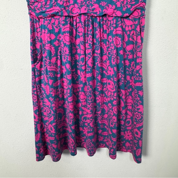 Boden Lola Wrap Jersey Dress Pink Navy Blue Floral Size 12P - Picture 6 of 13